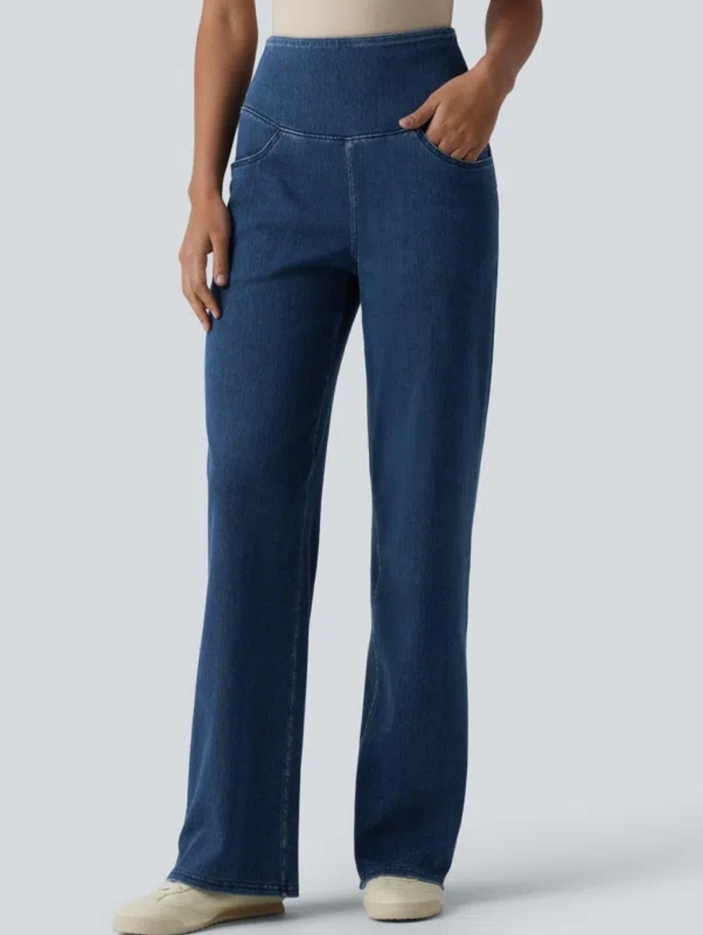 HALARA Dark Blue High-Rise Wide-Leg Jeans 16